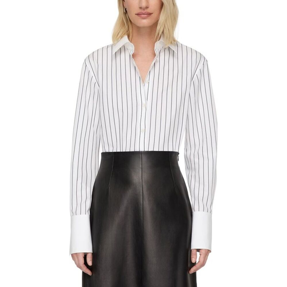 Lafayette 148 New York Womens Petite Drop Shoulder Fitted Shirt